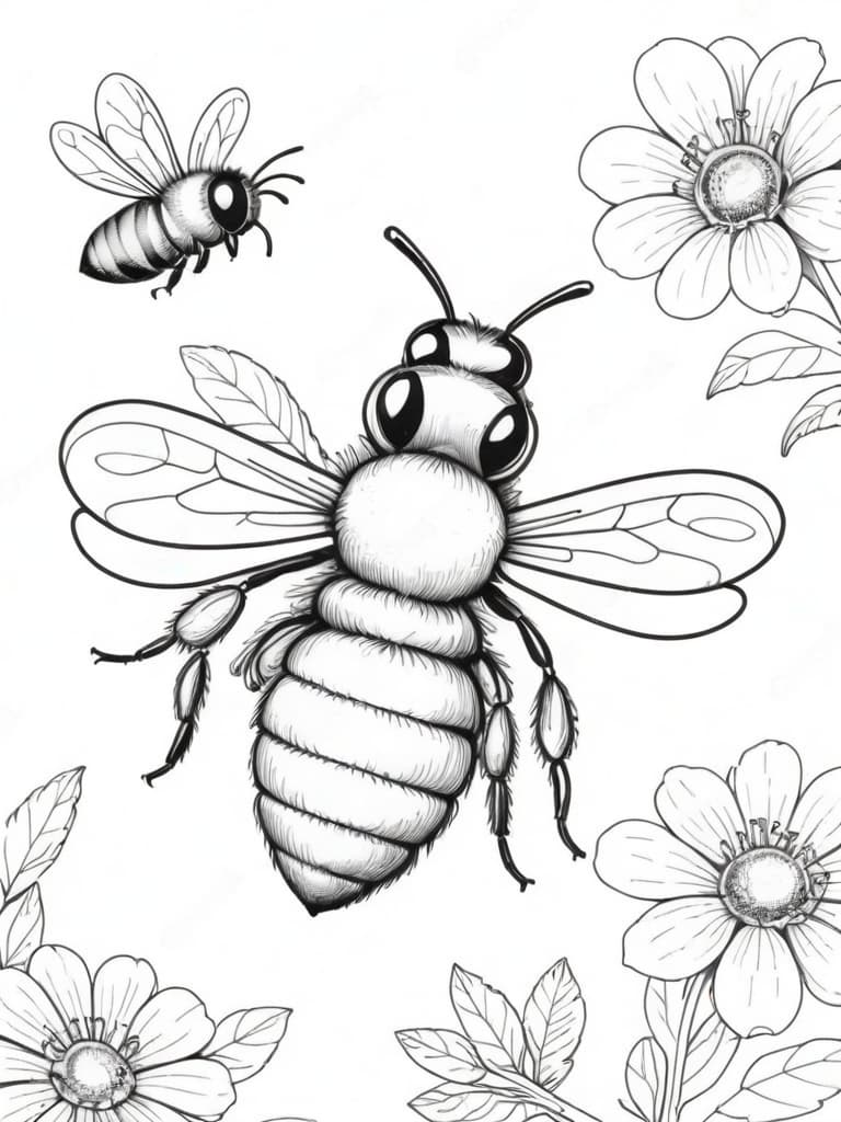 Printable Bee Coloring Page