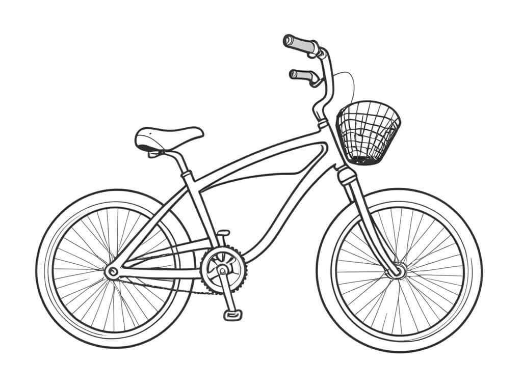 Bicycle with Basket Coloring Page