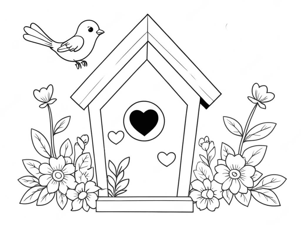 Bird coming to its house coloring page