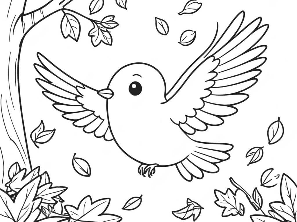 Bird flying coloring page