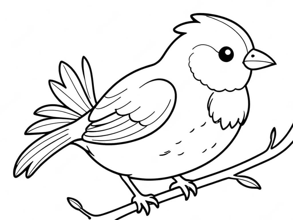 Bird on a branch coloring page