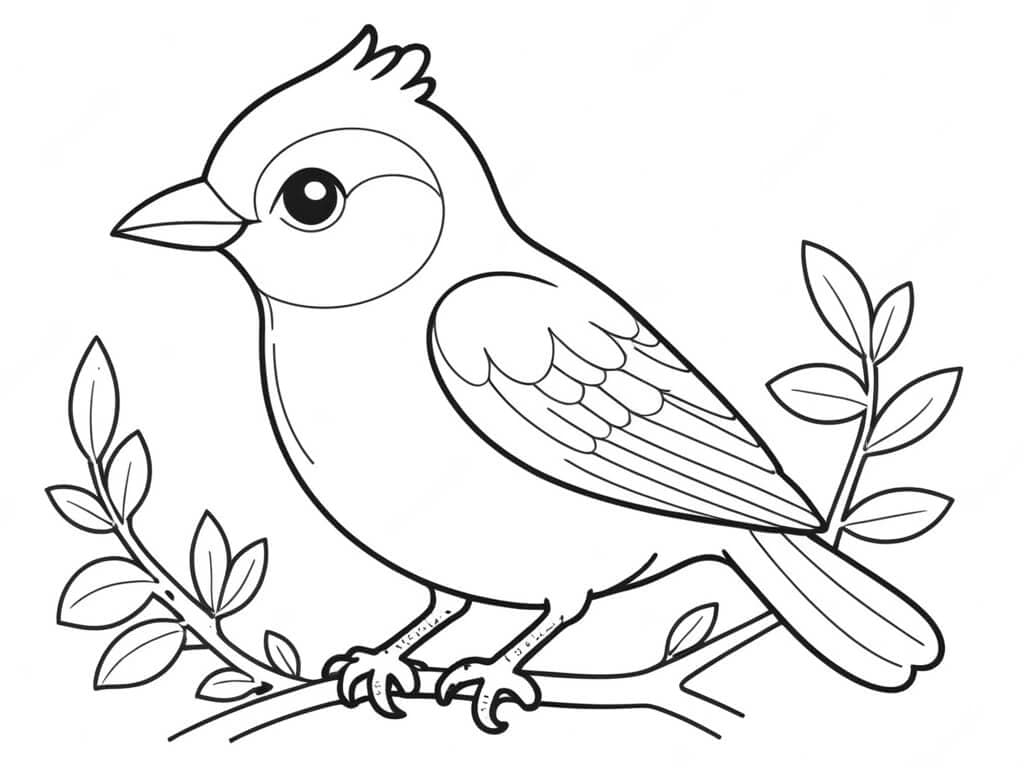 Bird sitting on a branch coloring page