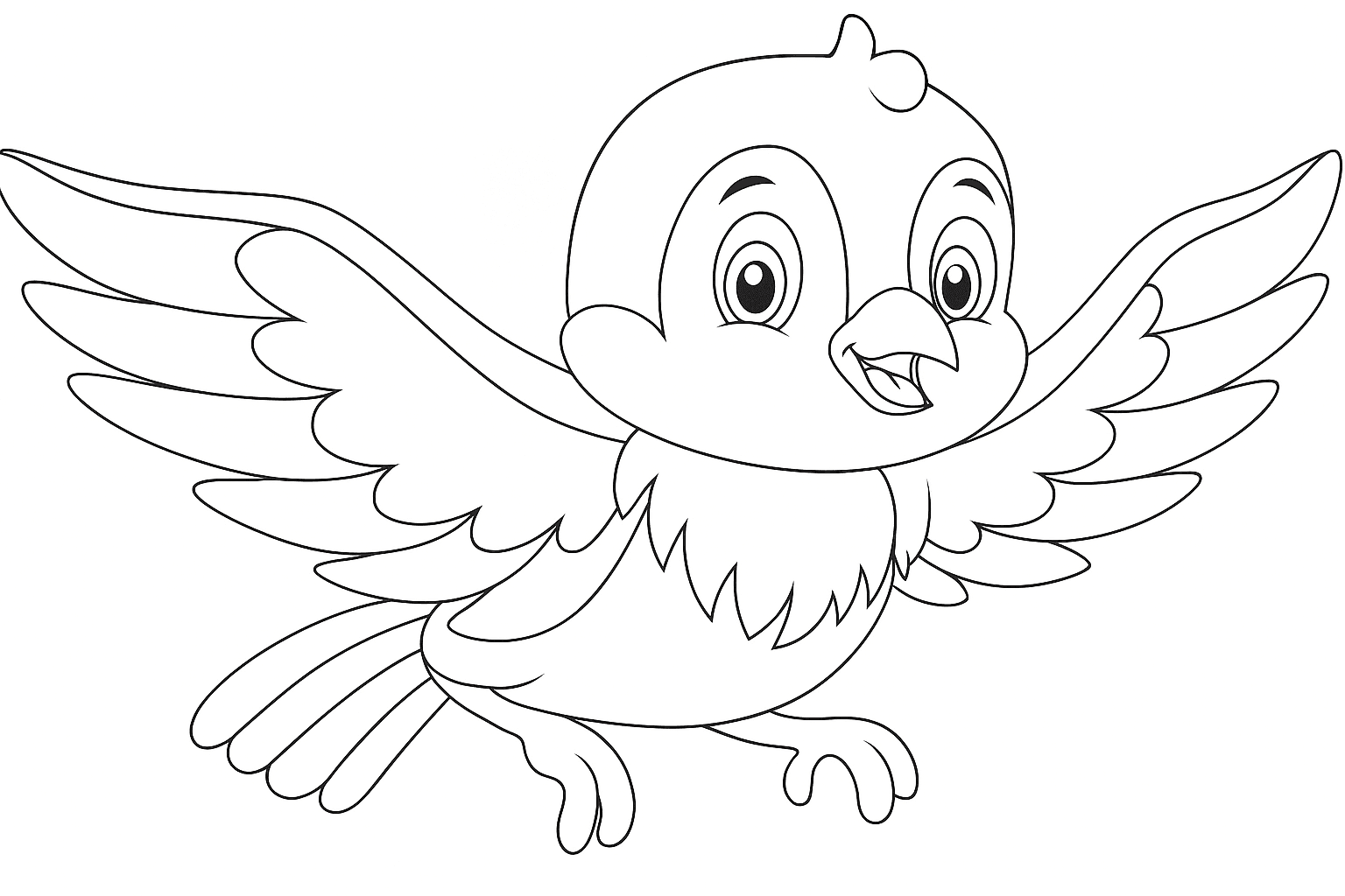 Green-yellow bird coloring page