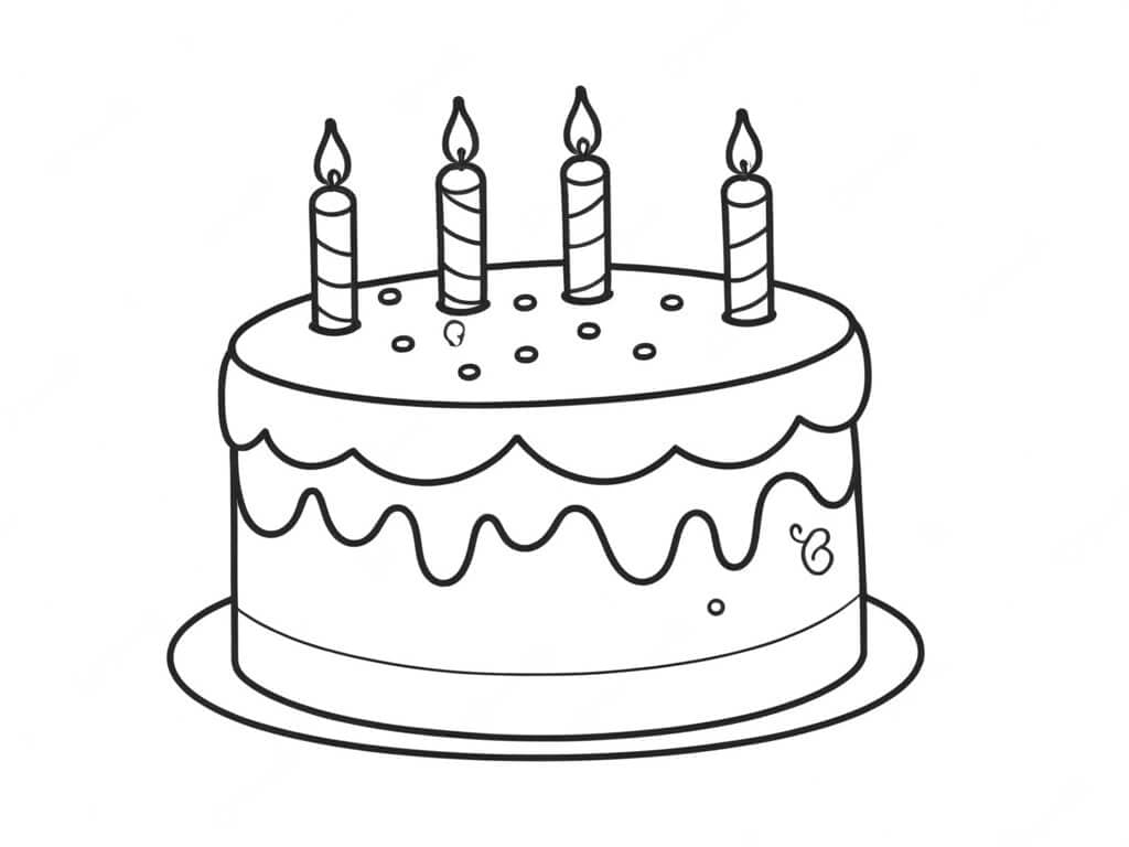 Birthday Cake for Kids Coloring Page