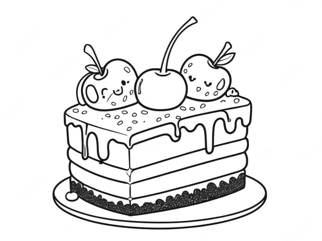Slice of Birthday Cake Coloring Page