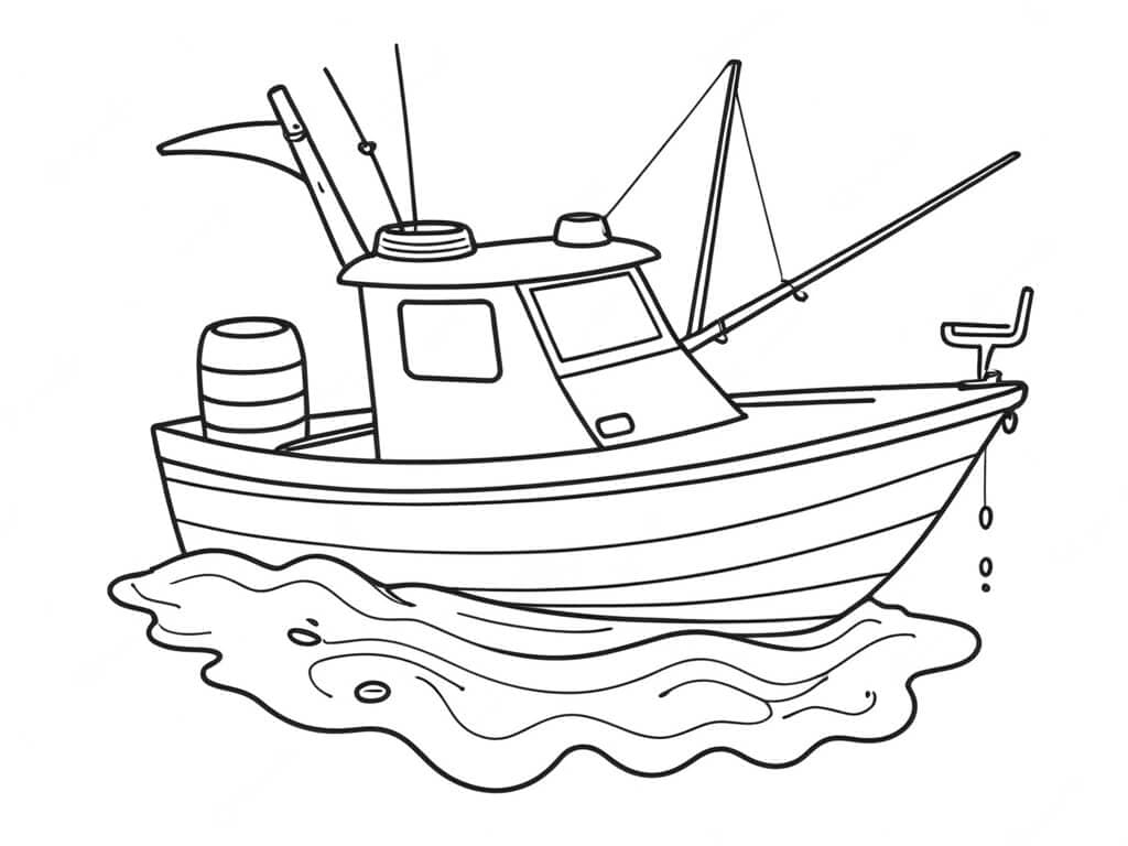 Angler Boat Coloring Page