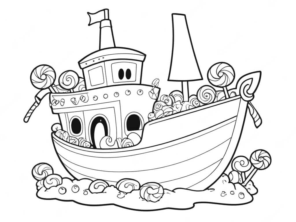 Candy Boat Coloring Page
