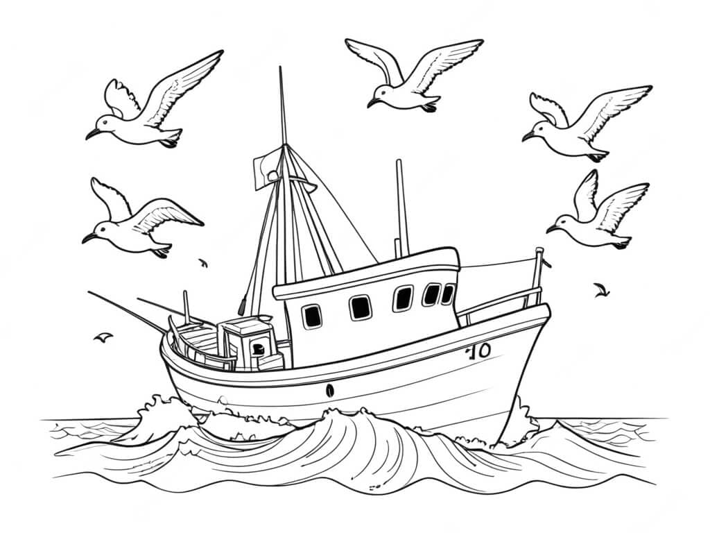 Fishing Vessel Coloring Page