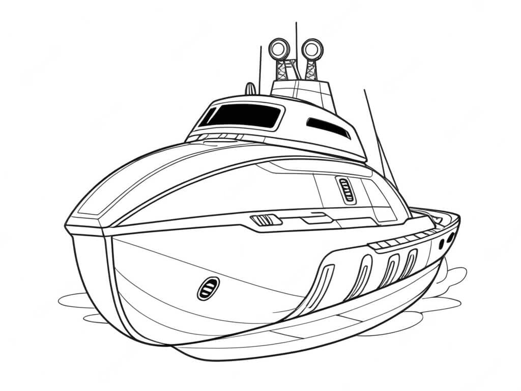 Futuristic Boat Coloring Page