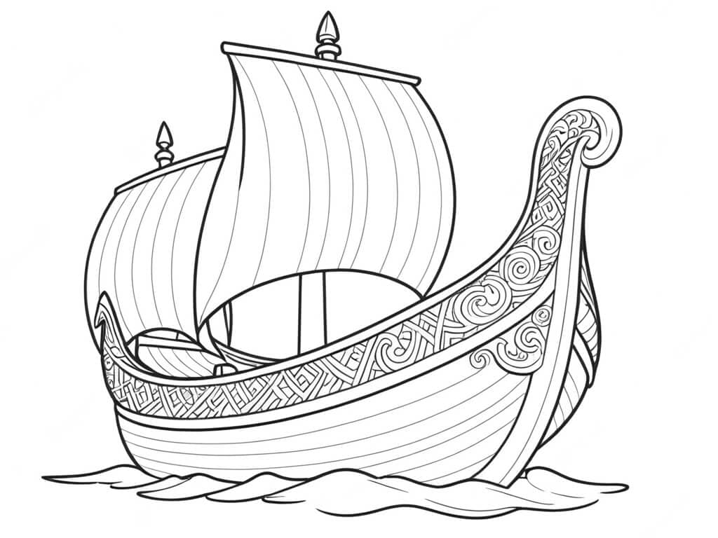 Painted Boat Coloring Page