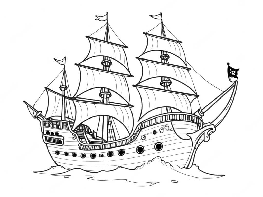 Pirate Boat Coloring Page