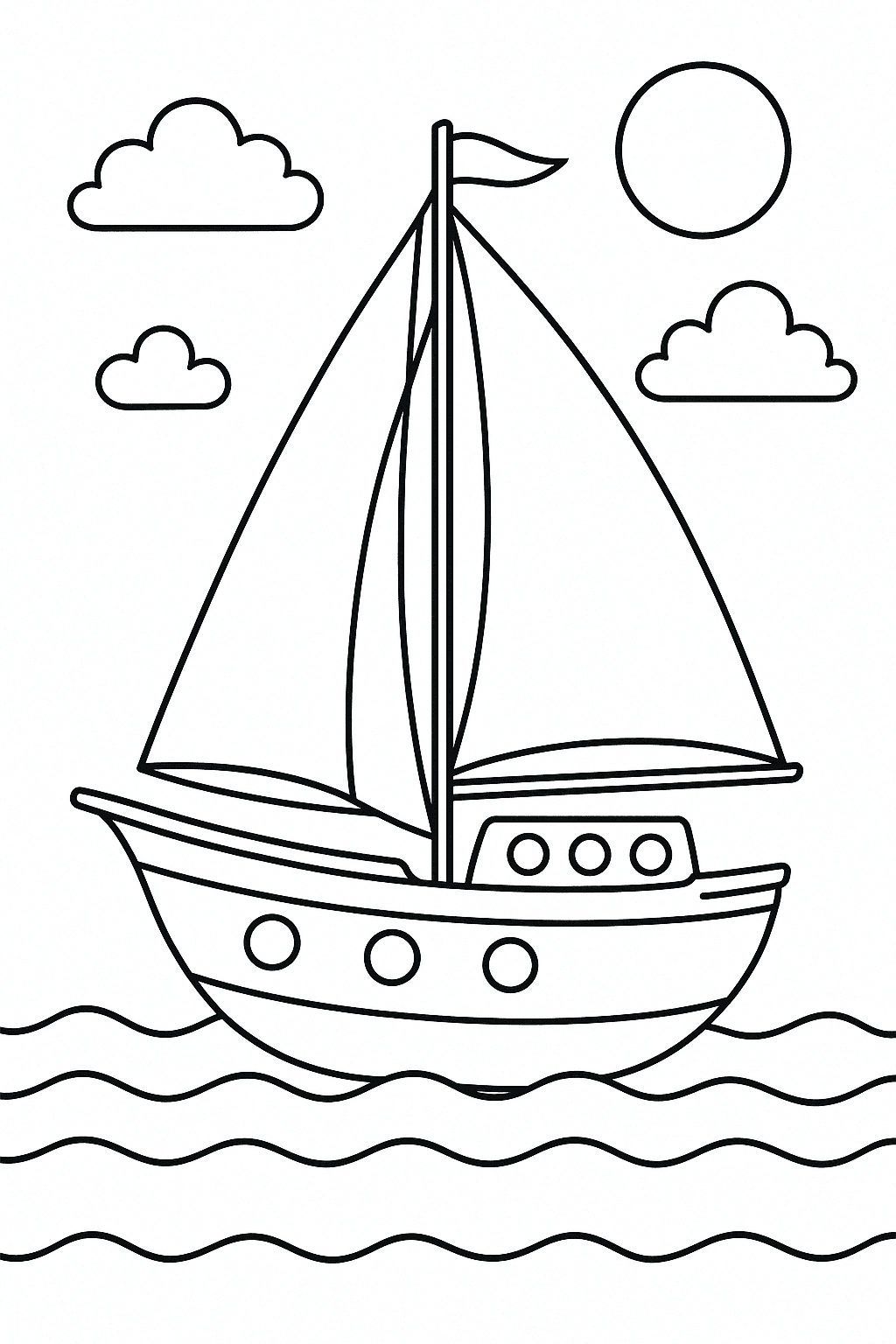 Ship on the High Seas Coloring Page