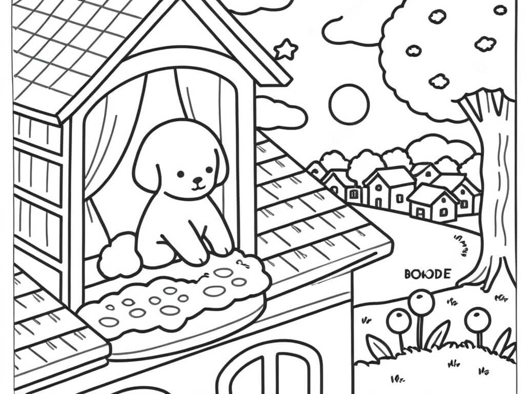 Bobbie Goods dog at the window coloring pages