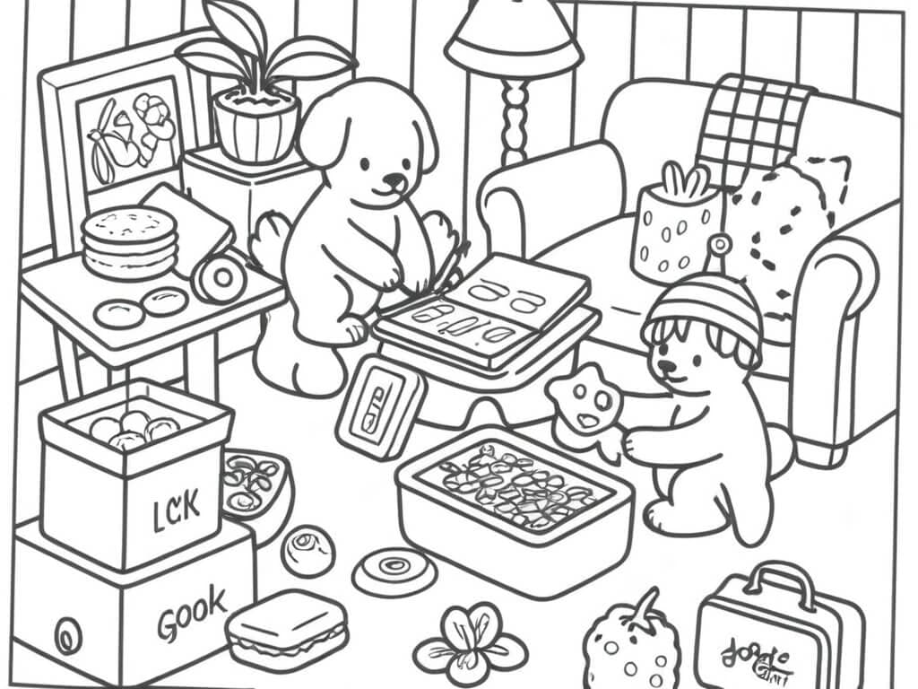 Bobbie Goods organizing boxes coloring pages