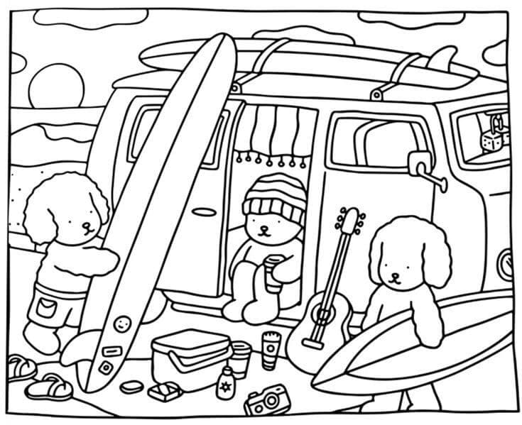 Bobbie Goods surfer coloring pages