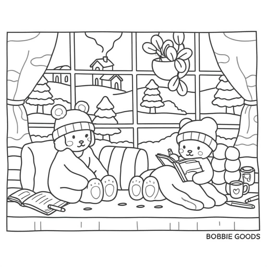 Bobbie Goods winter scene coloring pages