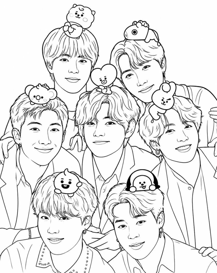 BTS and BT21 coloring page