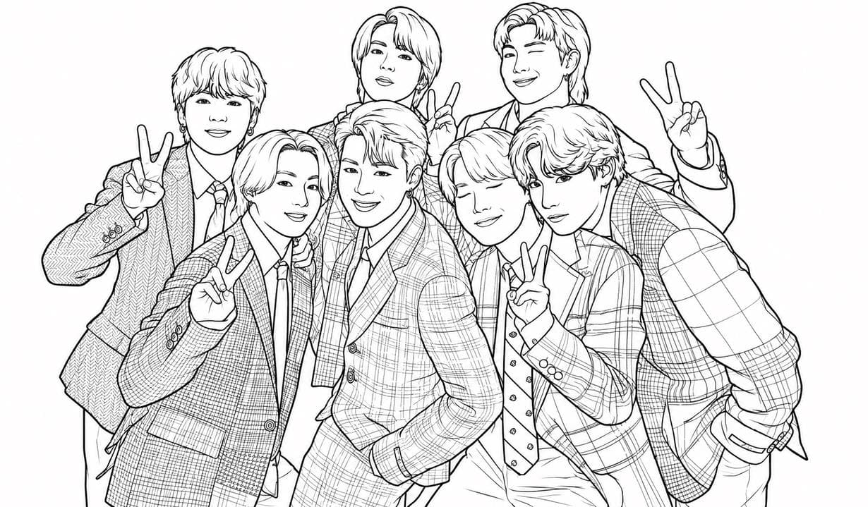 BTS drawing coloring page