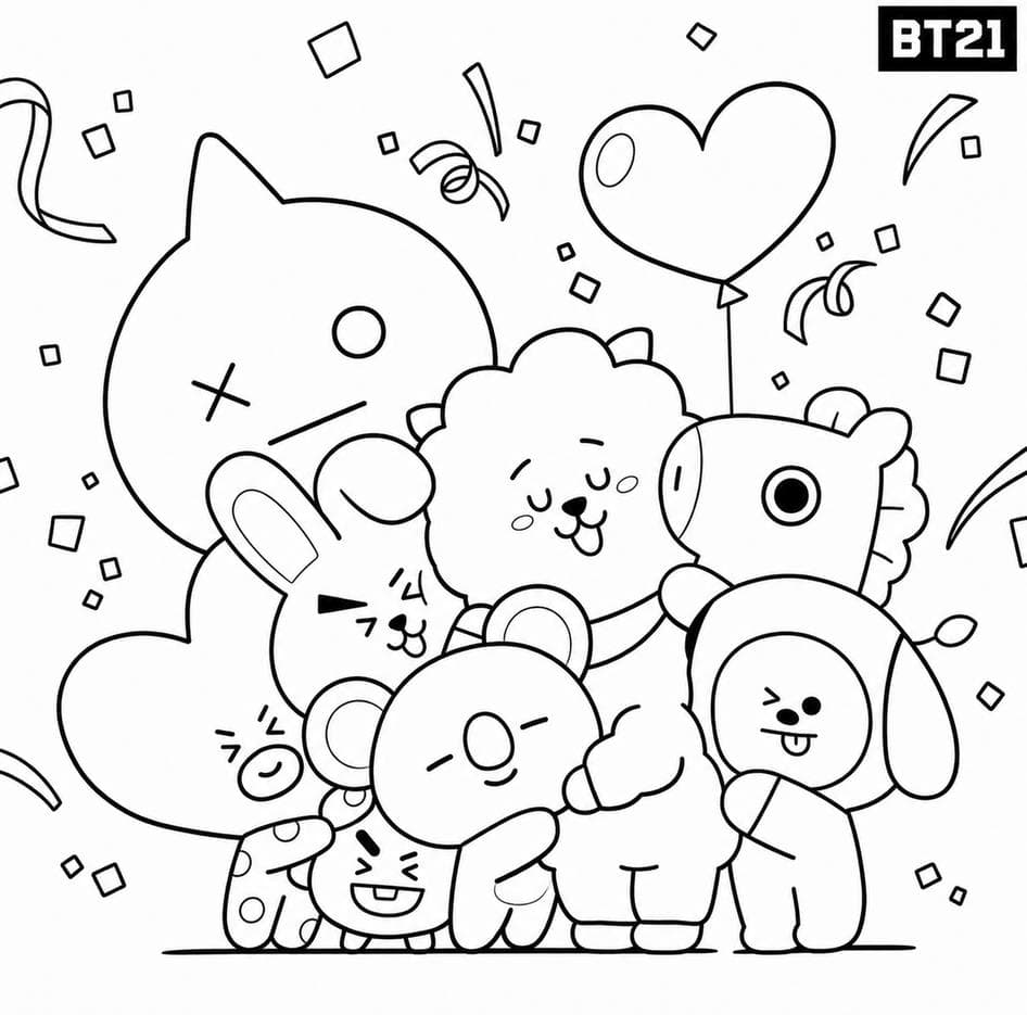 Cute BTS coloring page