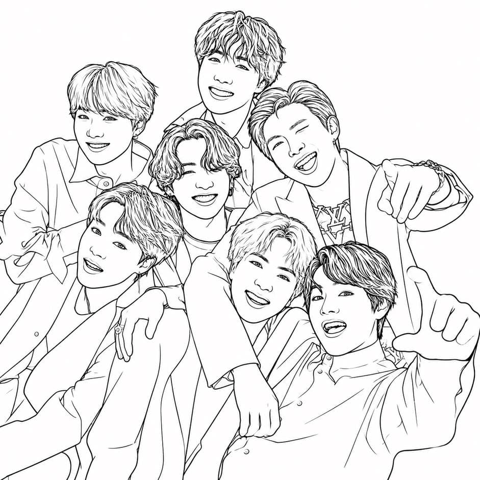 Realistic BTS coloring page