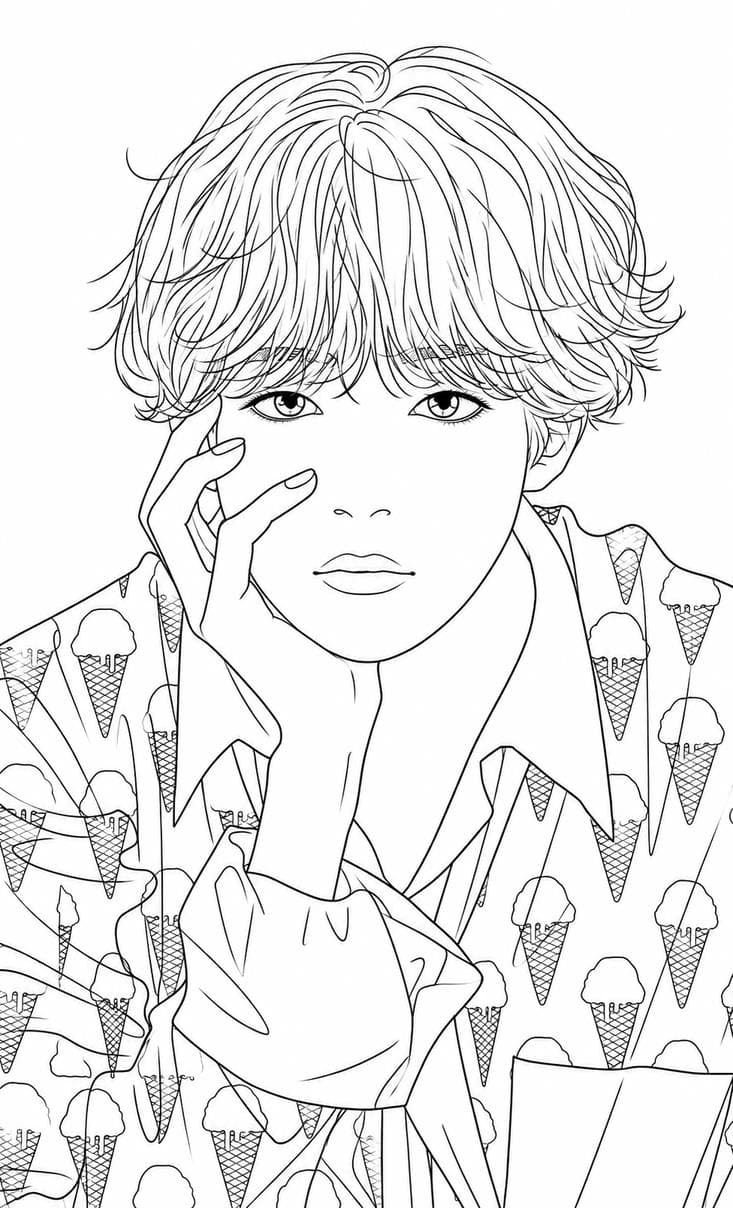 V BTS coloring page