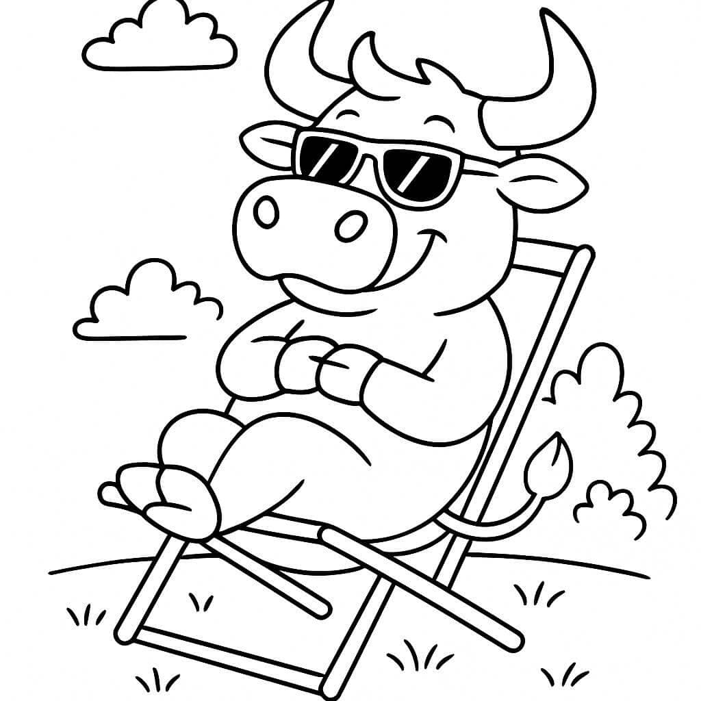 Bull With Glasses Coloring Page