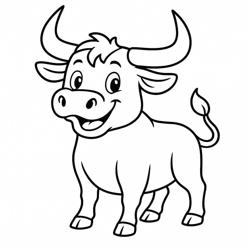 Smiling Bull Coloring Page