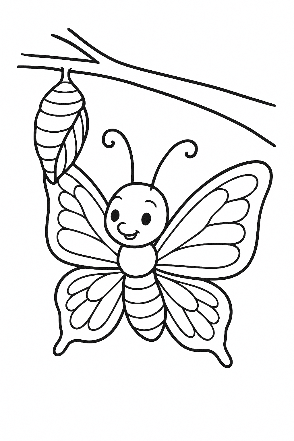 Butterfly in a Cocoon Coloring Page