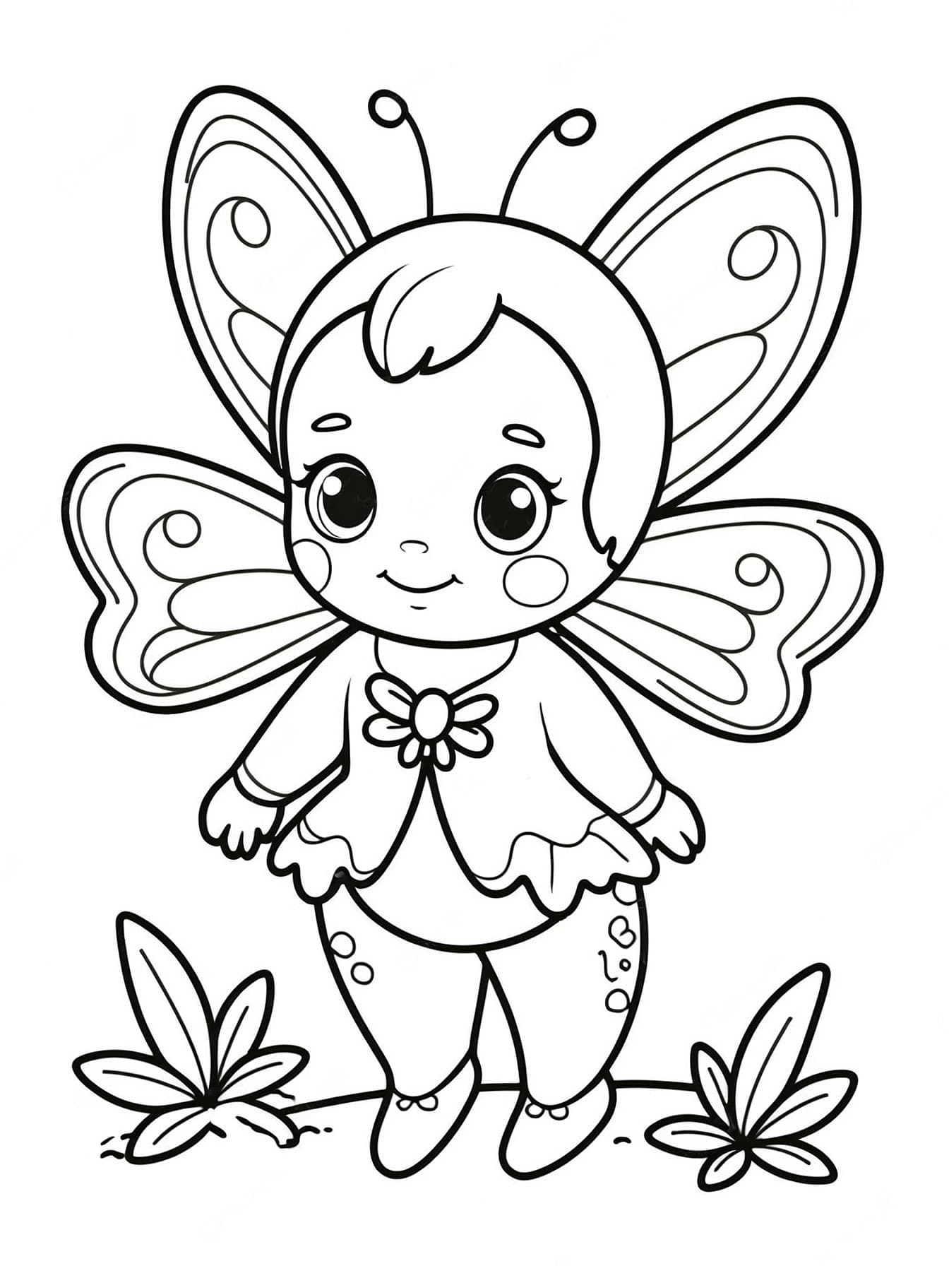 Girl with Butterfly Wings Coloring Page