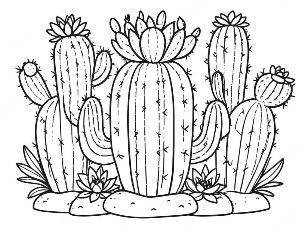 Cacti coloring page