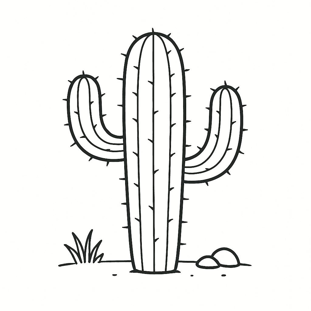 Classic cactus coloring page
