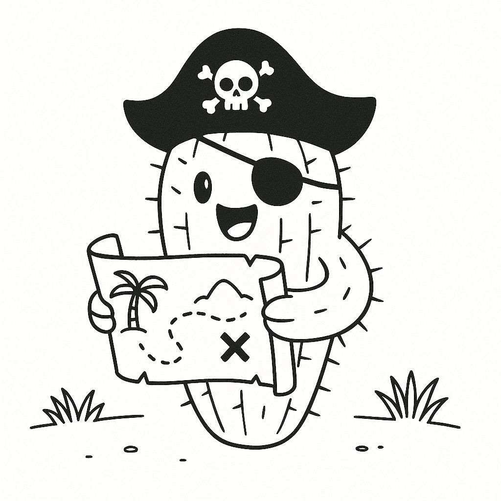 Pirate cactus coloring page