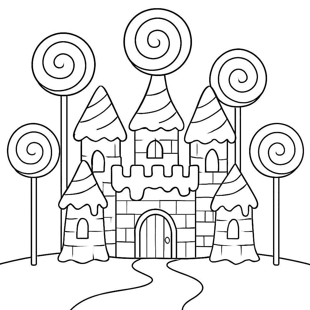 Candy castle coloring page