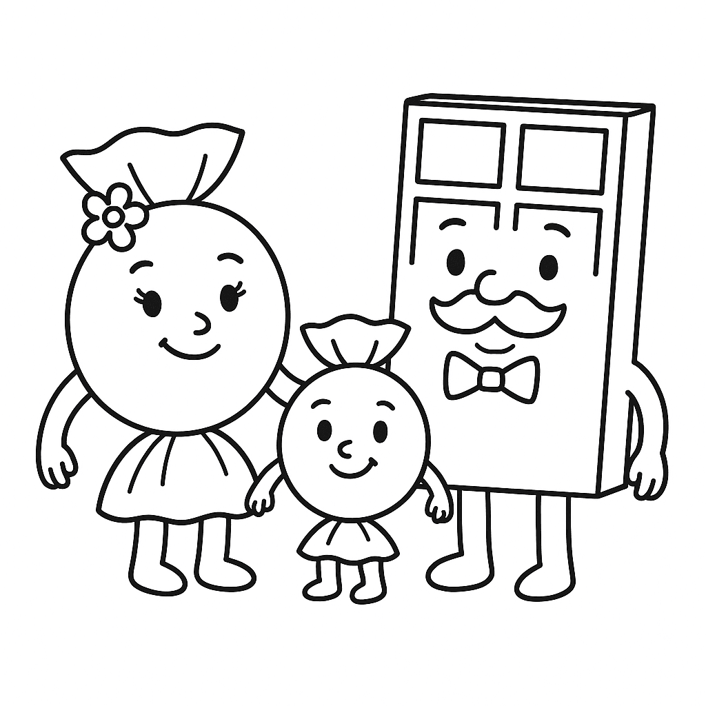 Candy family coloring page