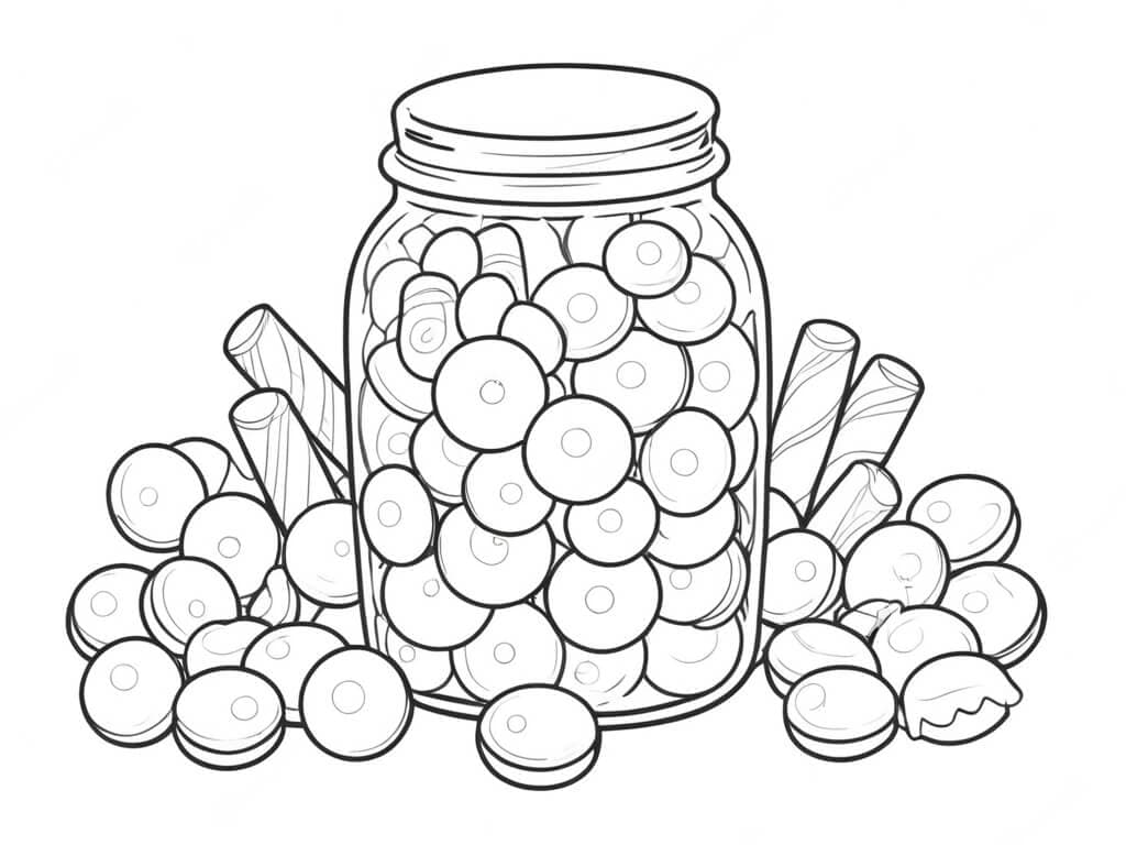 Candy jar coloring page