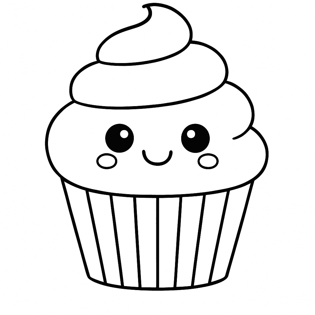 Cute cupcake coloring page