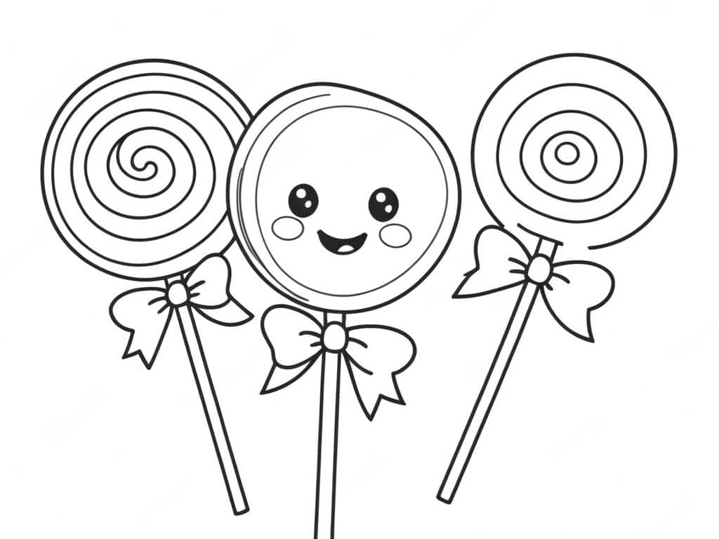 Happy lollipops coloring page