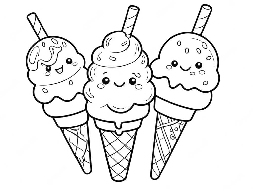Multiple ice creams coloring page