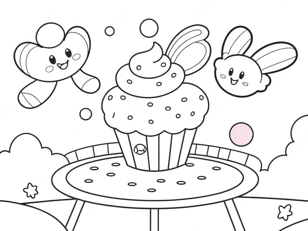 Space cupcake coloring page