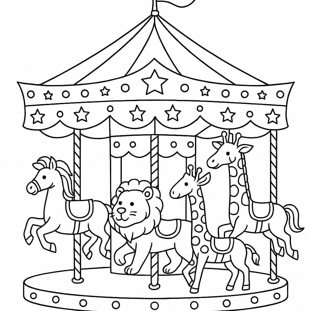 Carousel with Lights Coloring Page