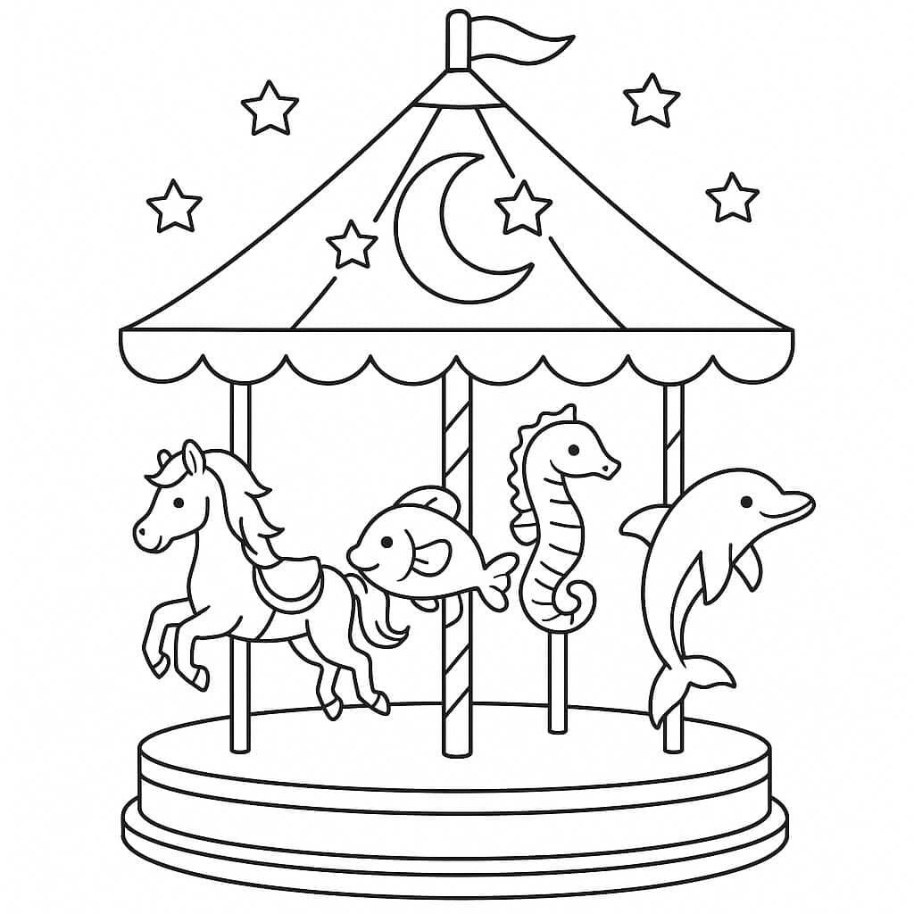Circus Carousel Coloring Page