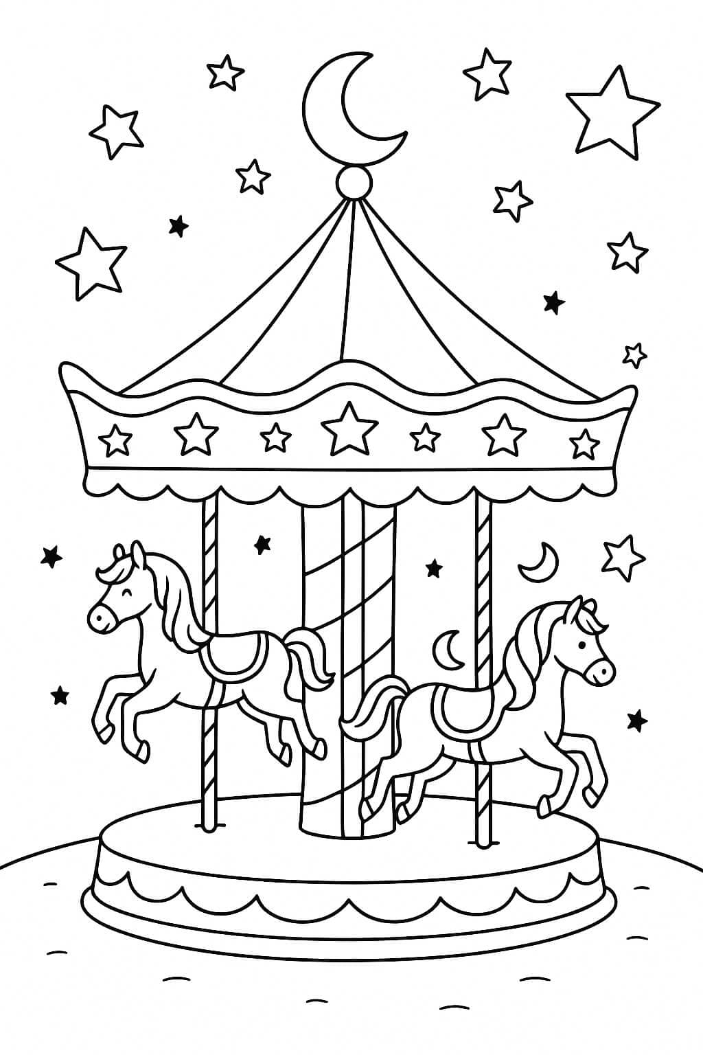 Magical Carousel Coloring Page