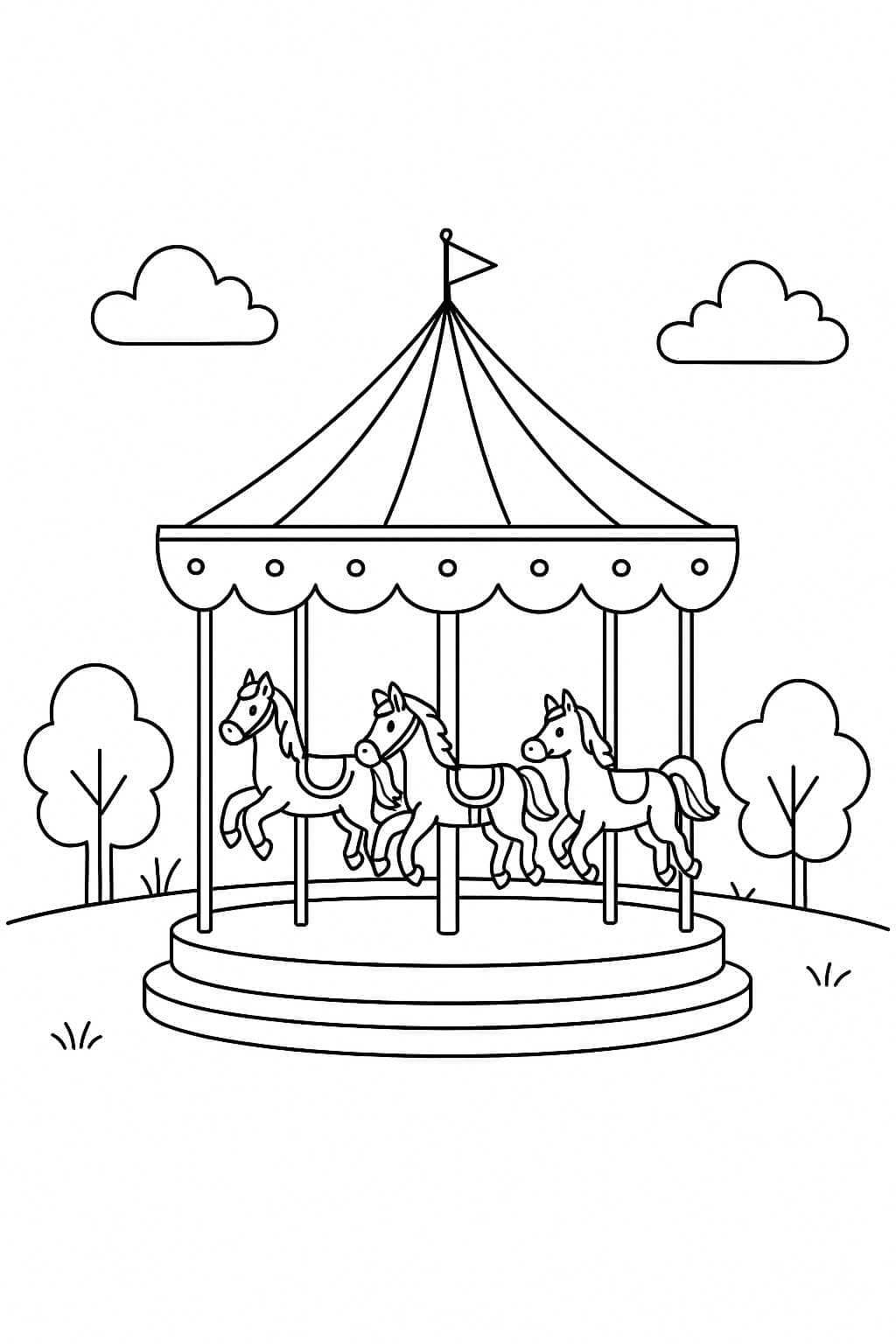 Park Carousel Coloring Page