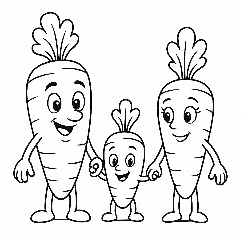 Carrot family coloring page