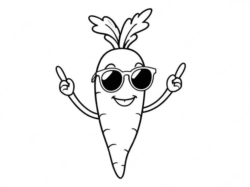 Carrot with glasses coloring page