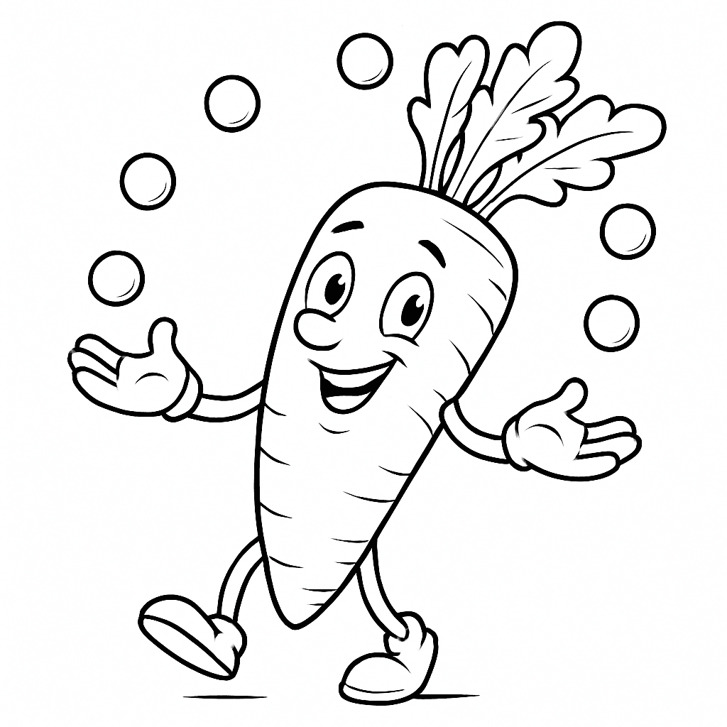 Juggling carrot coloring page