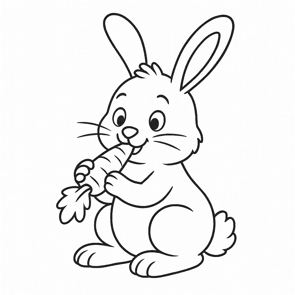 Rabbit eating a carrot coloring page