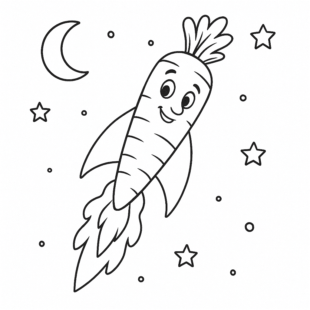 Rocket carrot coloring page