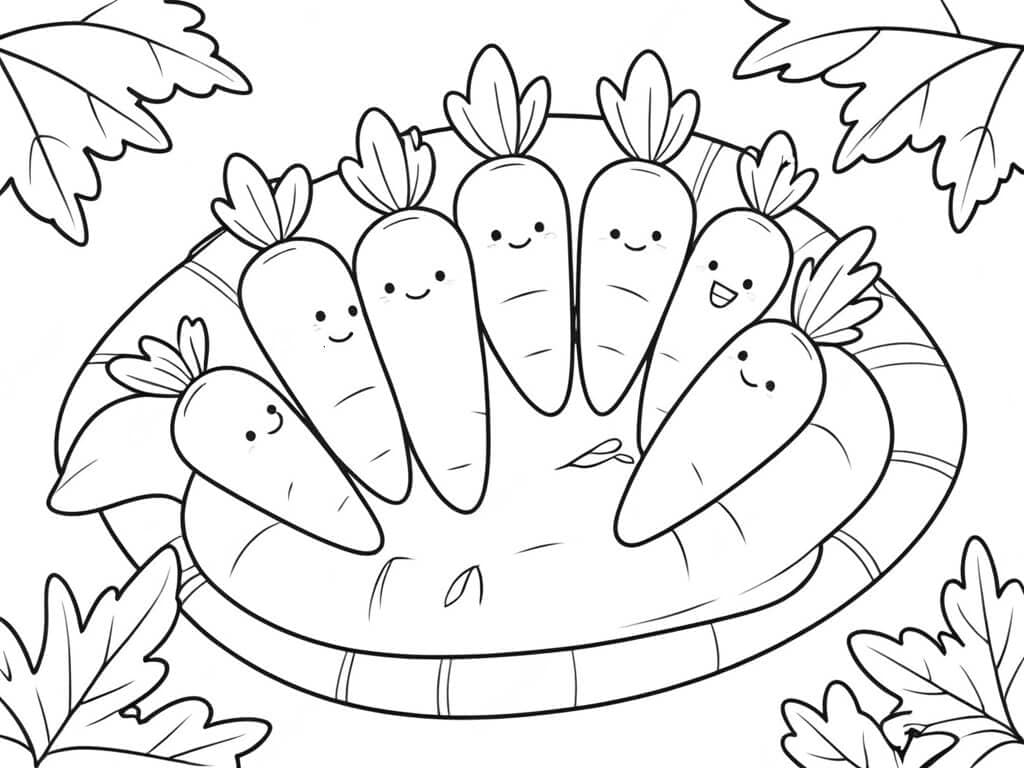 Several carrots coloring page