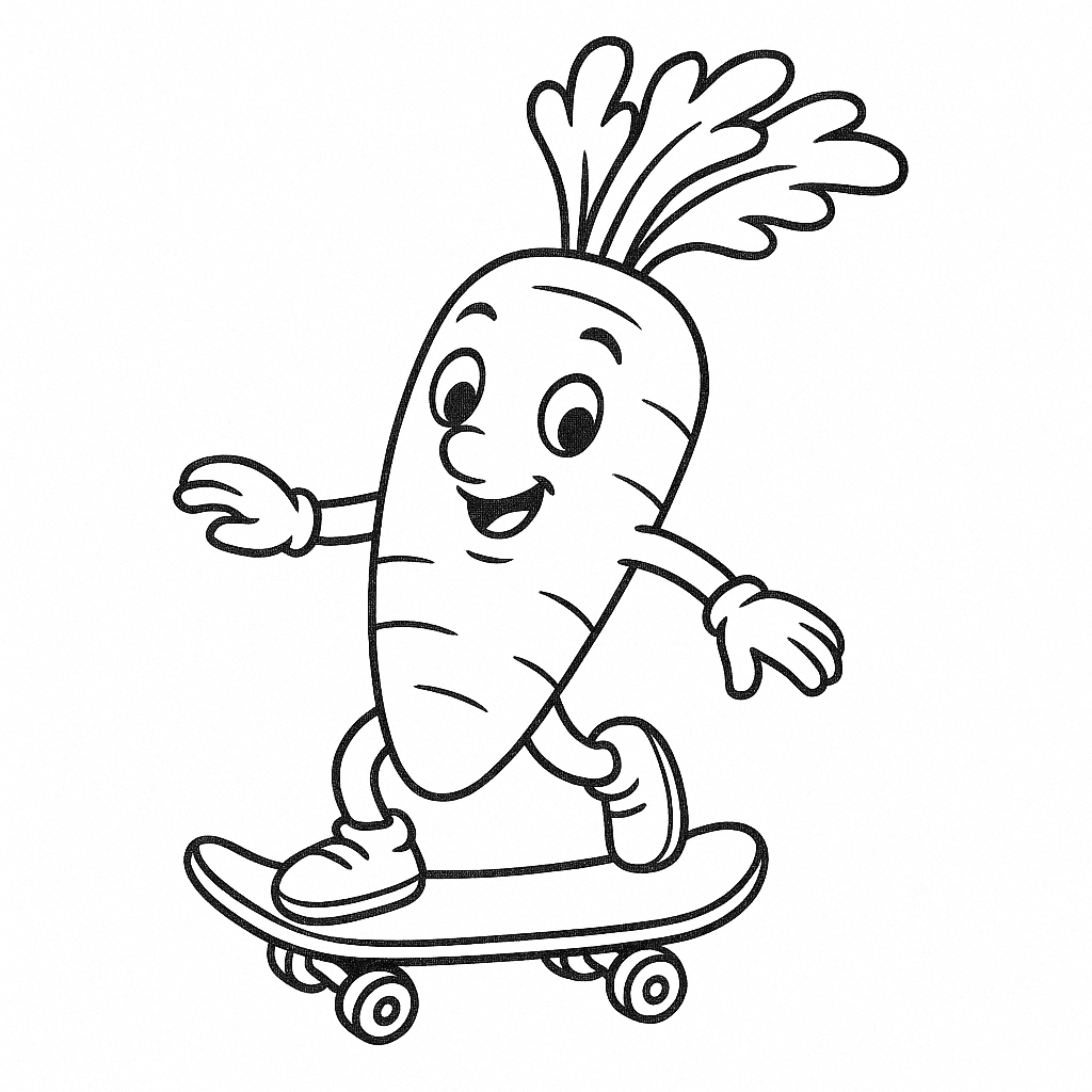Skateboard carrot coloring page